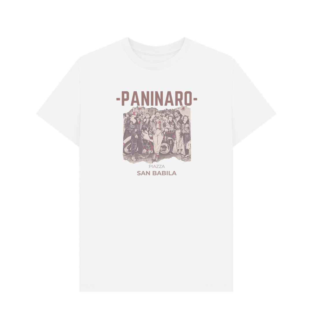 Paninaro Piazza San Babila t-shirt with vintage-inspired graphic, celebrating 80s Milan street culture