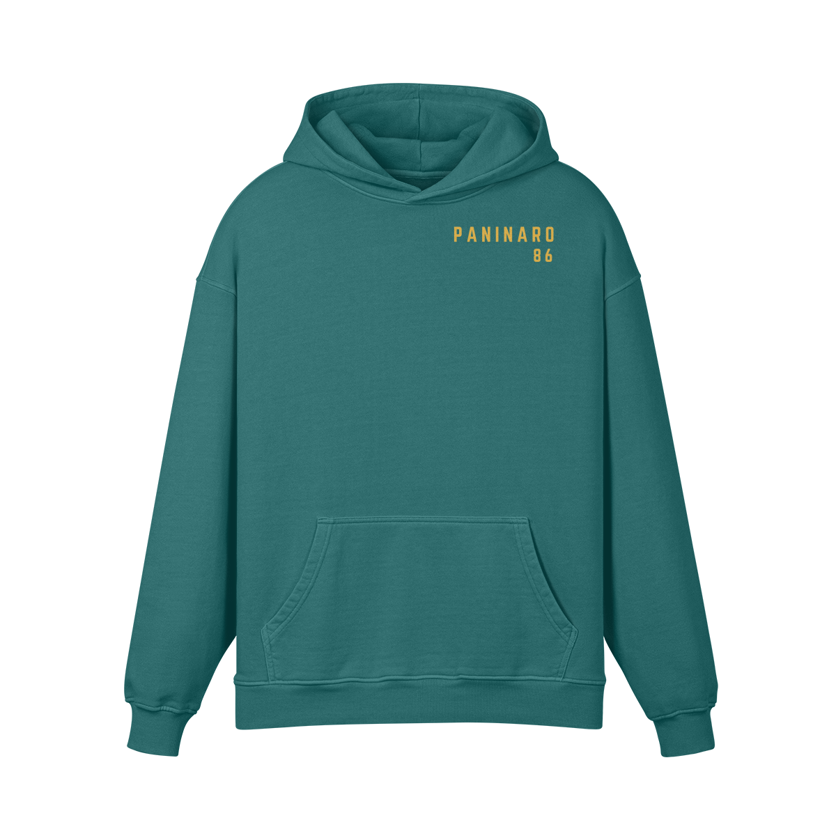 Paninaro 1986 Oversized Hoodie in Copper Red with bold retro typography, inspired by terrace culture.