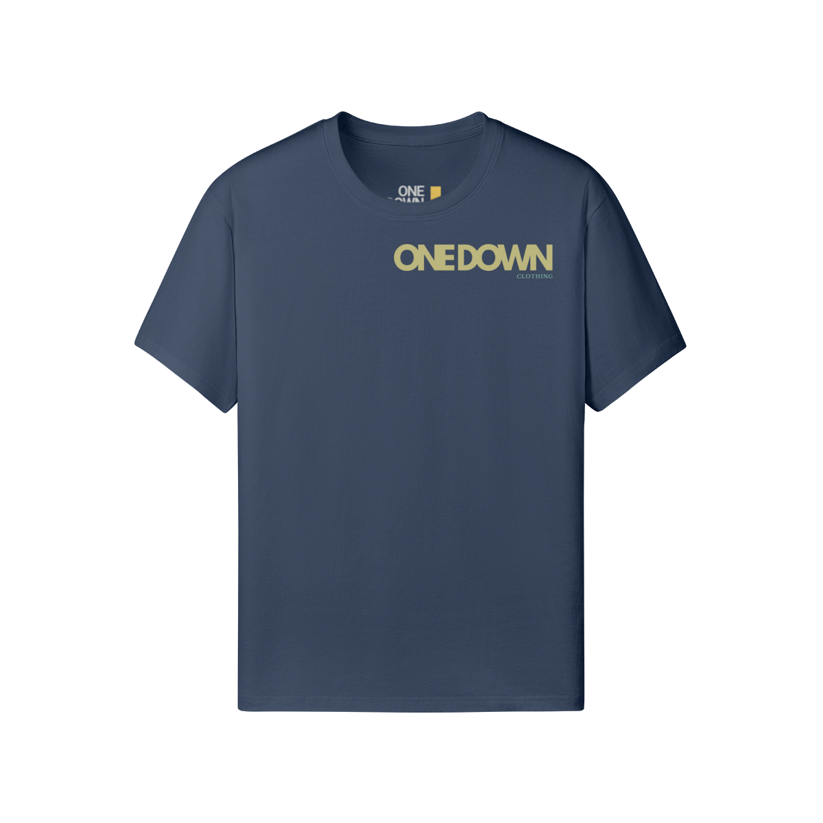 Black t-shirt featuring subtle "One Down" branding on the chest and a bold back print of Diego Maradona in Boca Juniors colors with a tape-style frame.