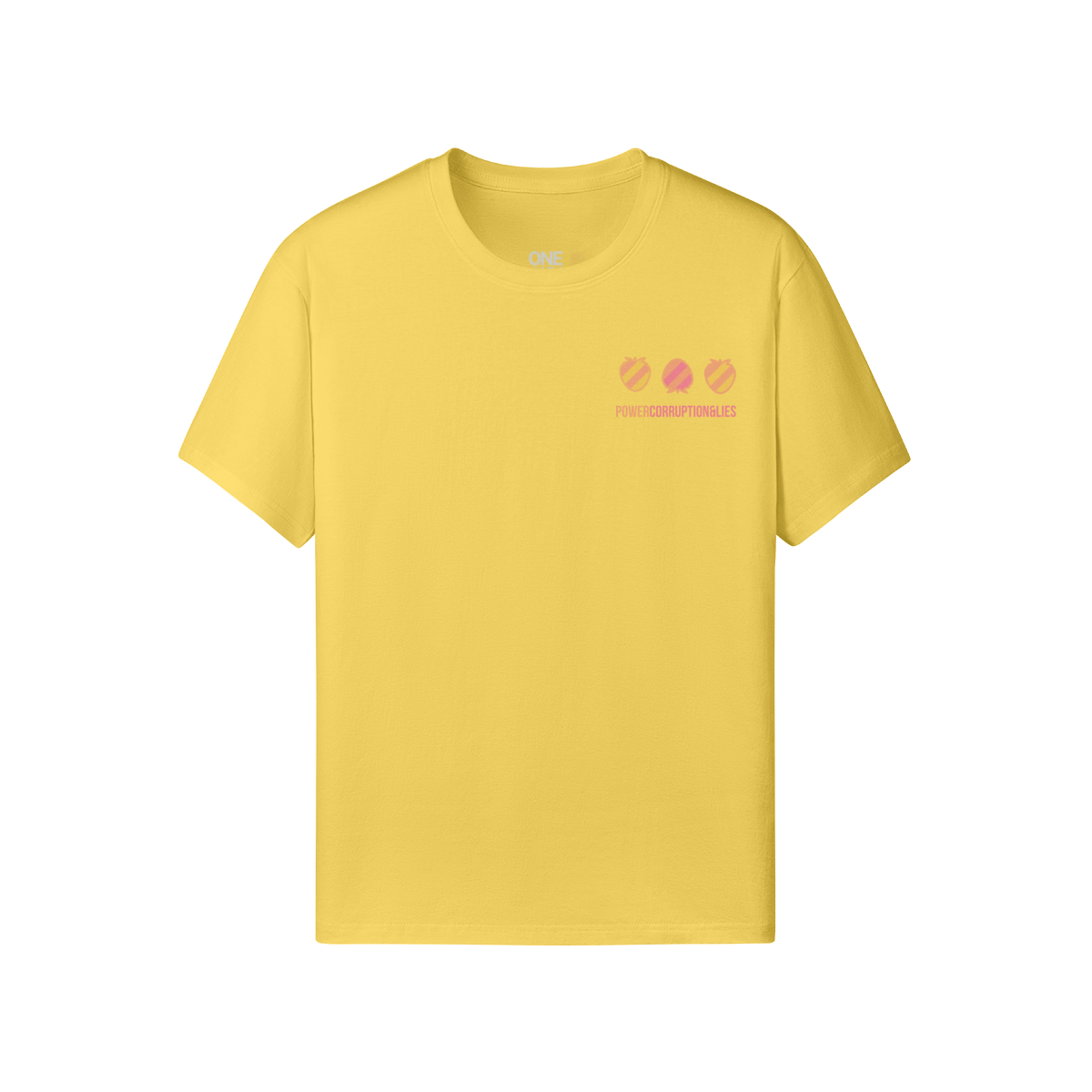 Factory Strawberry T-shirt with minimalist strawberry graphics inspired by Factory Records and New Order.