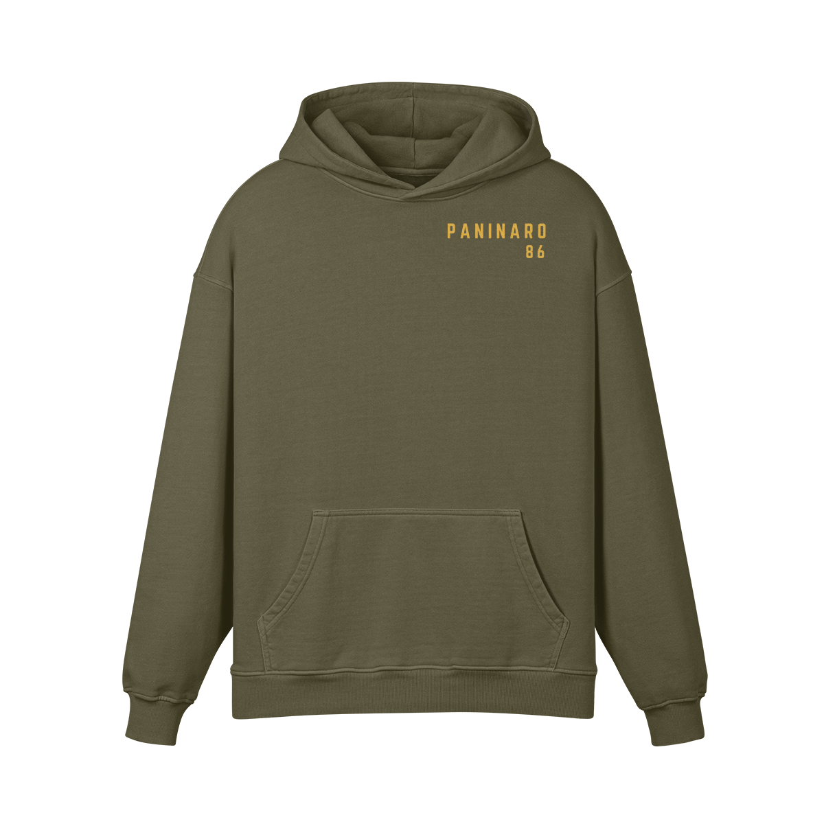 Paninaro 1986 Oversized Hoodie in Copper Red with bold retro typography, inspired by terrace culture.