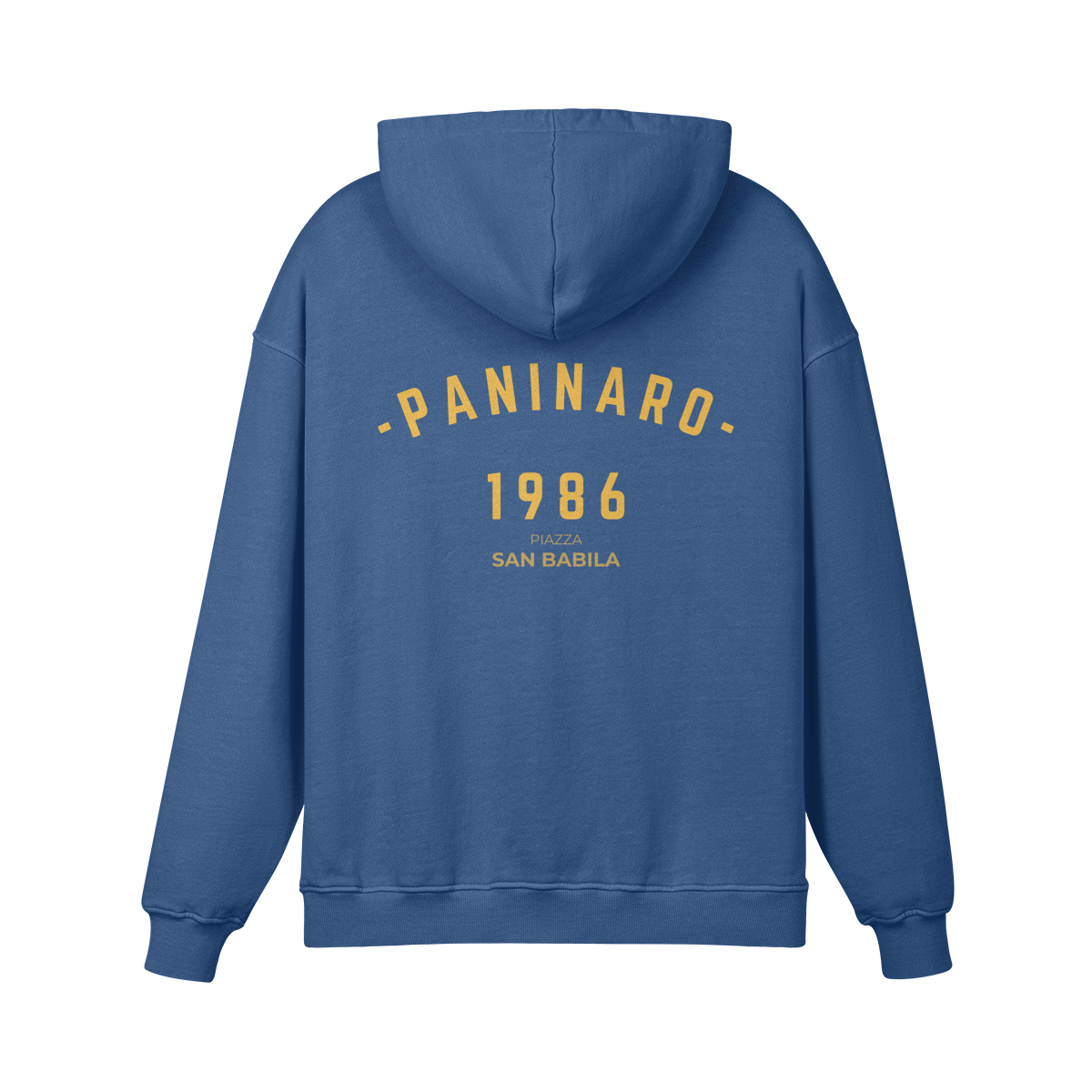 Paninaro 1986 Oversized Hoodie in Copper Red with bold retro typography, inspired by terrace culture.