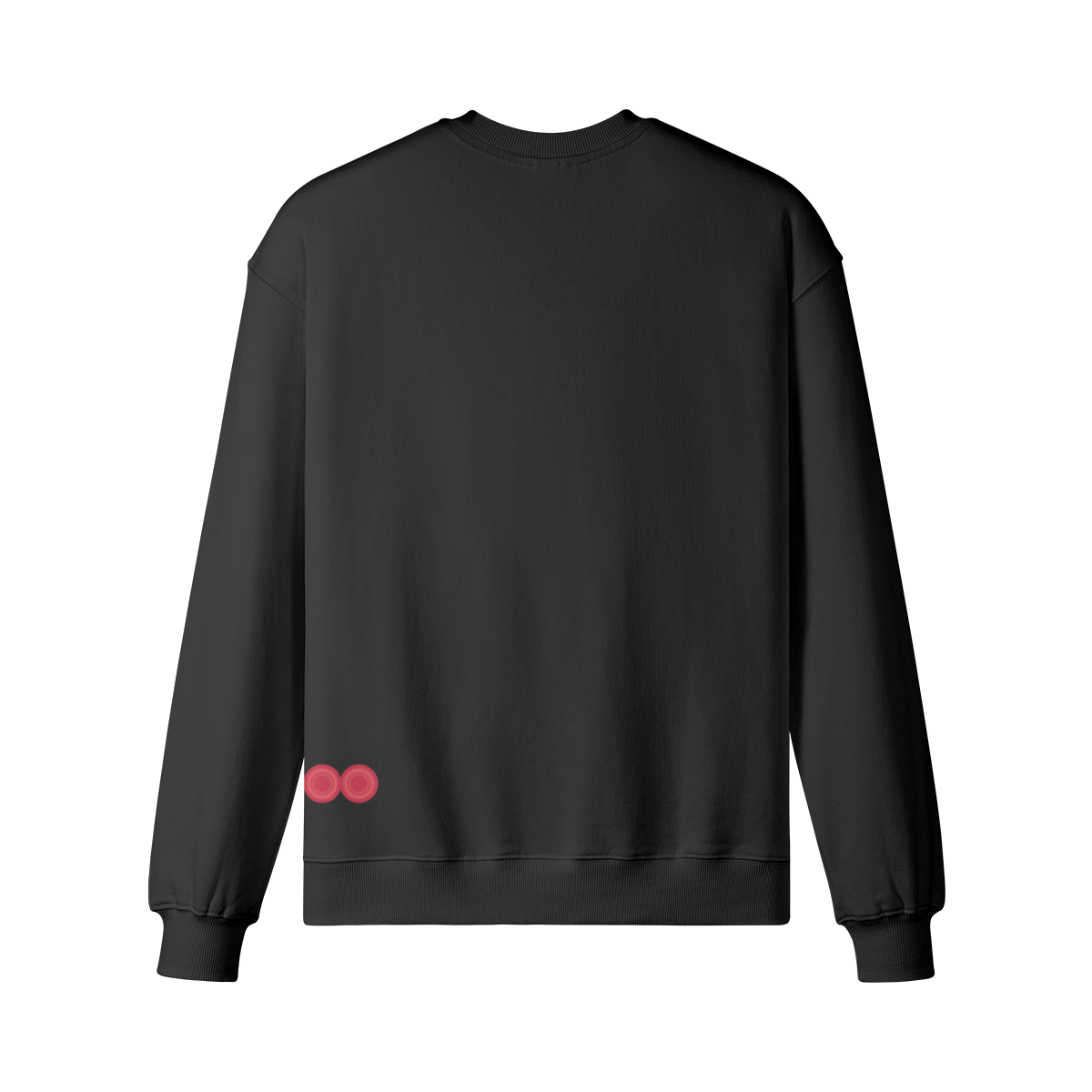 Front and back of a black heavyweight sweatshirt featuring "Casual Obsession" text and silhouette on the front chest, with double-sole logo on the back hem. Part of One Down Clothing’s terrace collection.